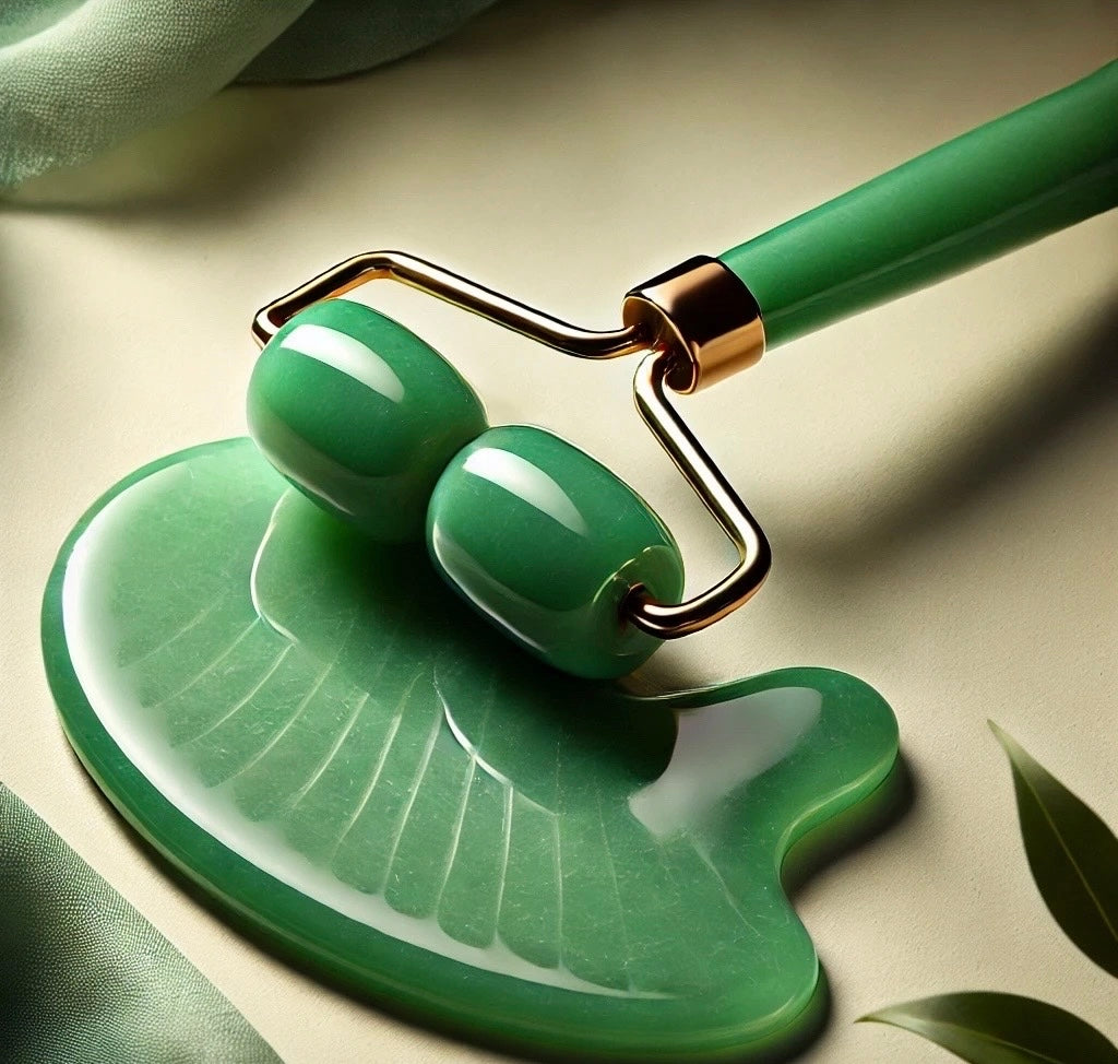 Luxe Skin™ – Premium Anti-Age Set (Roller di Giada, Mini Roller e Gua Sha a Cuore)